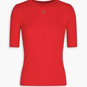 Sandro Embellished Red knit Top